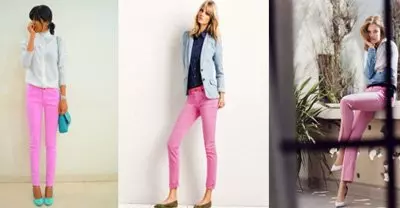 С чем носить женские розовые брюки: фото