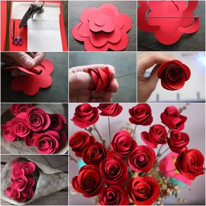 Красивые розы из бумаги: простые мастер-классы