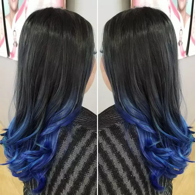 Как покрасить пряди в синий на темных волосах: кому идет, инструкция